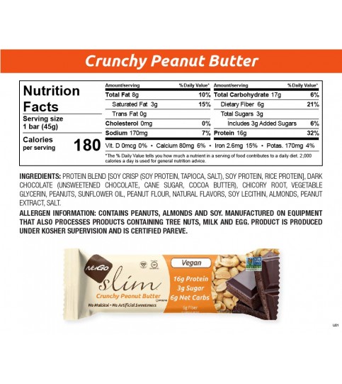 NuGO Slim Crunchy Peanut Butter Bar (12x1.59 Oz)