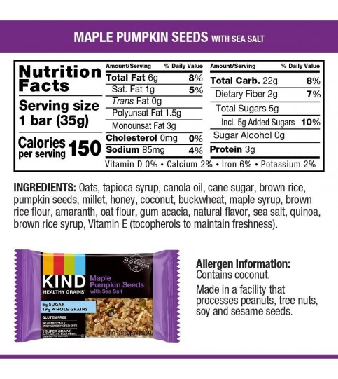 Kind Gran Bar, Maple Pmkn Sd W/Sslt (8/5x1.2 OZ)