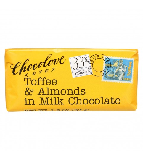 Chocolove Milk Chocolate Toffee & Almond Mini Bar (12x1.3 Oz)