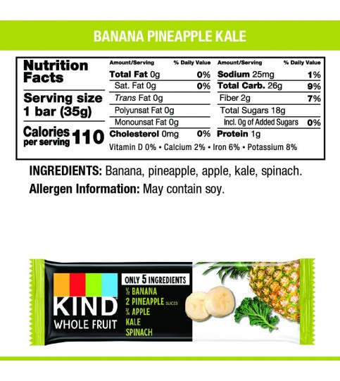 Kind Pressed Pineapple Pear Kale Spinach Bar (12x1.2 OZ)