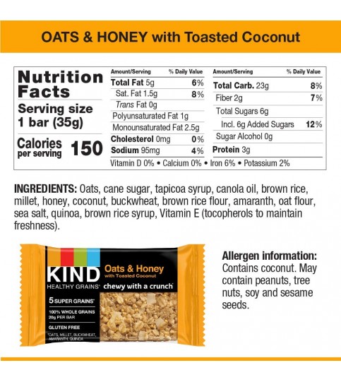 Kind Granola Bar, Oats N Honey W/Cnut (8/5x1.2 OZ)