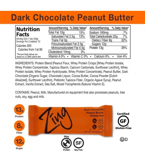 Zing Bars Chocolate Peanut Butter (12x1.7Oz)