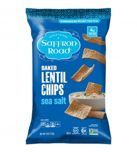 Saffron Road Baked Lentil Chips Sea Salt (12X4 OZ)