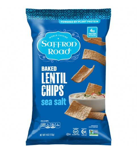 Saffron Road Baked Lentil Chips Sea Salt (12X4 OZ)