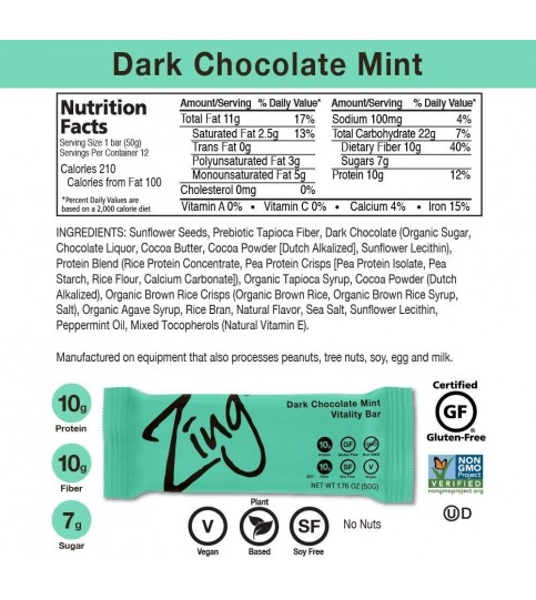 Zing Dark Chocolate Sunflower Mnt (12x1.76OZ )