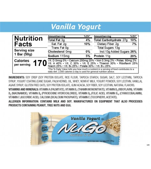 Nugo Nutrition Bar Vanilla (15x 1.76 Oz)