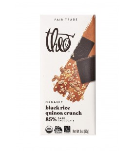 Theo Black Rice Quinoa Crunch 85% Dark Chocolate (12x3 OZ)