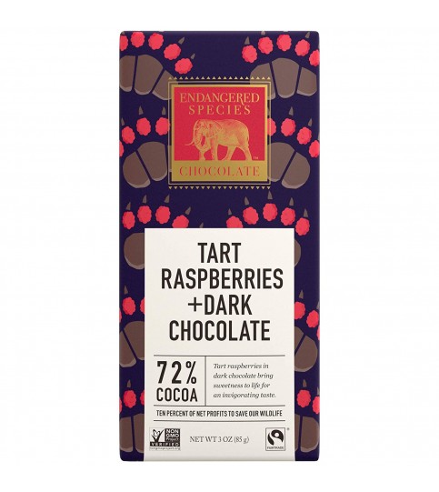 Endangered Species Dark Chocolate Bar Raspberries Grizzly (12x3 Oz)