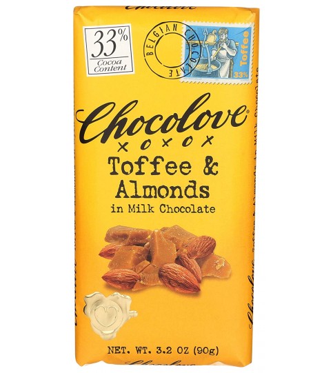 Chocolove Milk Choc Toffee & Almond Bar (12x3.2 Oz)