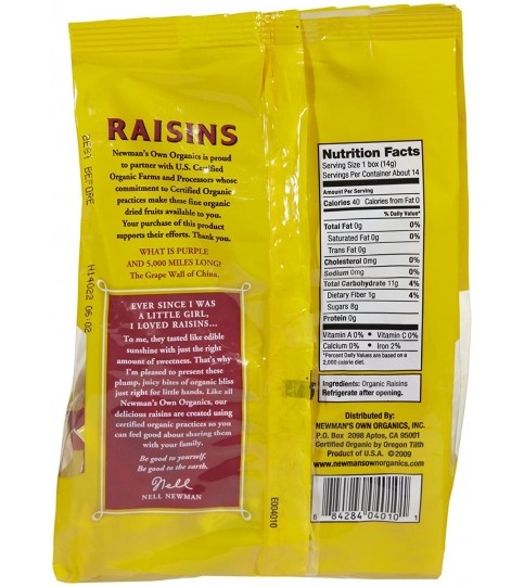 Newman's Own Organics Raisins Mini Boxes (12x14x.5 Oz)