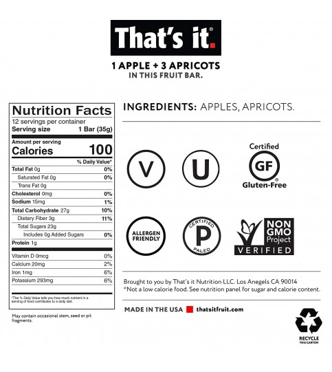 That's It Apple Apricot Fruit Bar (12x1.2 Oz)