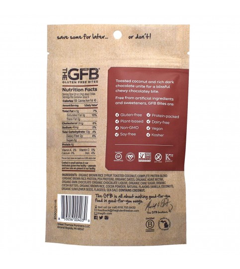 The GFB Dark Choc Coconut Bite Gluten Free (6x4Oz)