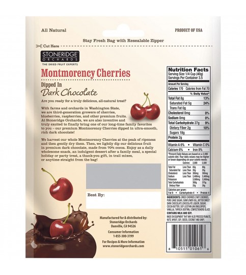 Stoneridge Orchard Cherries Dipped in Dark Chocolate (6x5 OZ)