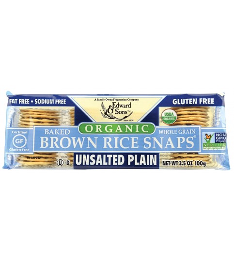 Edward & Sons Plain Unsalted Brown Rice Snaps (12x3.5 Oz)