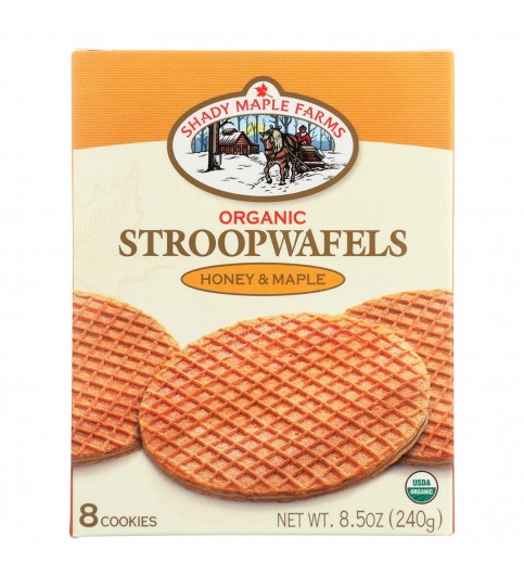 Shady Maple Farms Organic Stroopwafel Cookie-Waffles- Honey And Maple (8x8.5Oz)