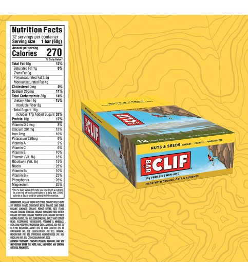 Clif Bar Organic Energy Bar Nuts and Seeds (12x2.4 OZ)