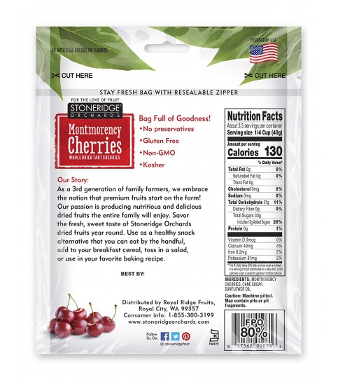 Stoneridge Orchards Organic Whole Dried Montmorency Cherries (6x5Oz)