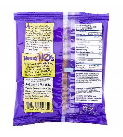 Nana's Cookies Wheat Free Oatmeal Raisin Cookie (12x3.5 Oz)