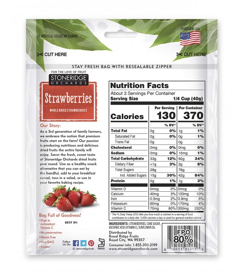 Stoneridge Orchards Whole Dried Strawberries (6x4Oz)