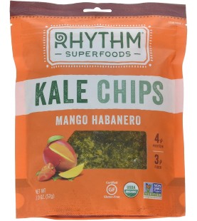 Rhythm Kale Chips, 95+% Organic, Mango Habanero (12x2Oz)