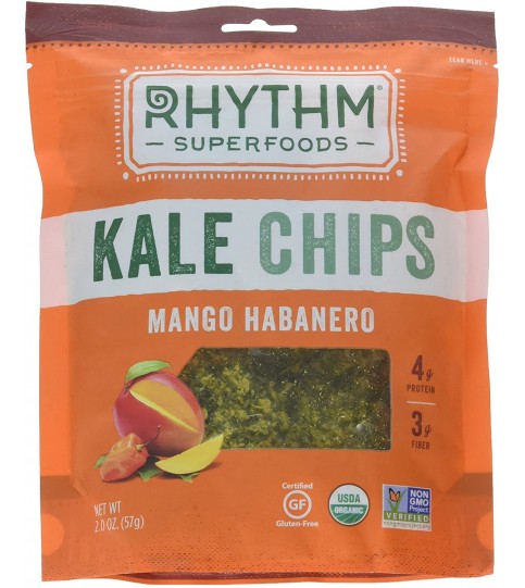 Rhythm Kale Chips, 95+% Organic, Mango Habanero (12x2Oz)