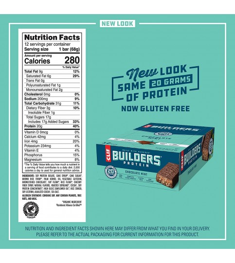 Clif Bar Chocolate Mint Builder Bar (12x2.4 Oz)