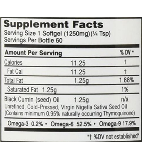 Amazing Herbs Premium Black Seed Oil Soft-Gels, 60 Count