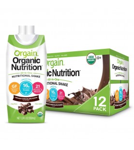 Orgain Organic Nutritional Shake, Creamy Chocolate Fudge - 16g Protein, 11 Ounce, 12 Count 