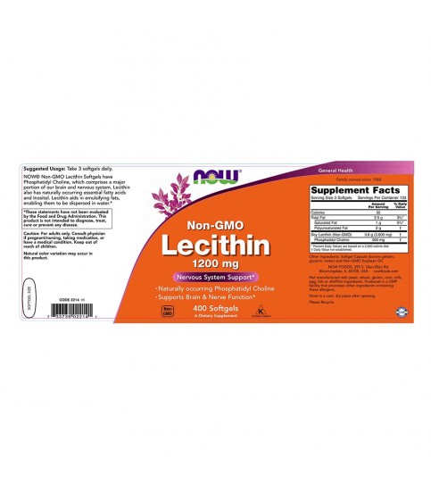 NOW Supplemnets, Lecithin 1200 mg, 400 Softgels