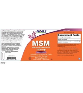 NOW Supplements, MSM (Methylsulfonylmethane) 1,000 mg, 240 Veg Capsules