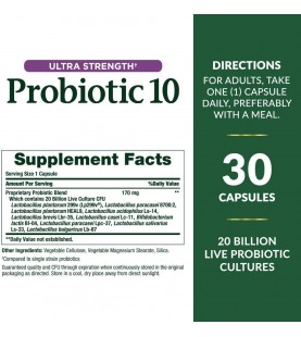 Nature's Bounty Ultra Strength Probiotic 10, 30 Capsules