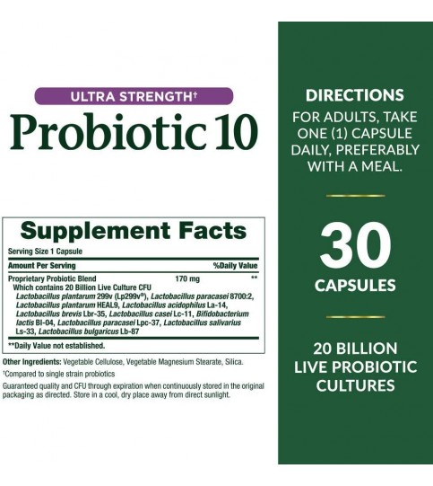 Nature's Bounty Ultra Strength Probiotic 10, 30 Capsules