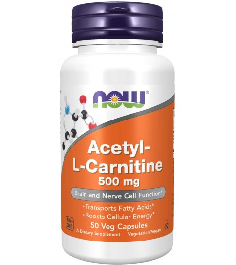 NOW Supplements, Acetyl-L Carnitine 500 mg, 50 Veg Capsules