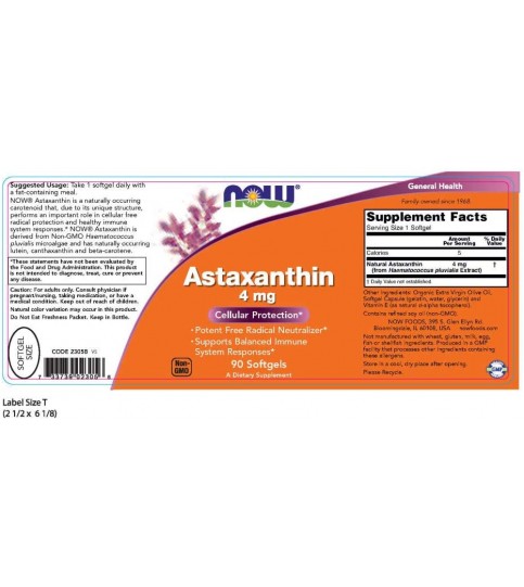 NOW Supplements, Astaxanthin 4 mg - 90 capsules