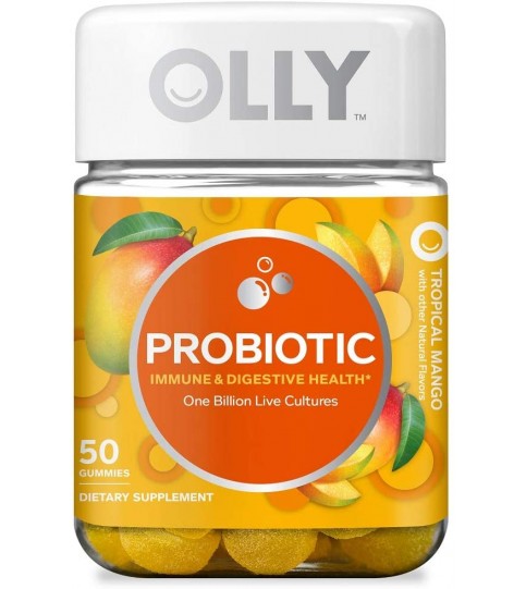 OLLY Probiotic Gummy, 25 Day Supply (50 Gummies), Tropical Mango