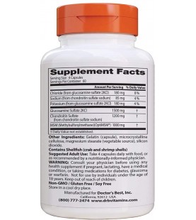 Doctor's Best Glucosamine Chondroitin Msm with OptiMSM, 240 Count