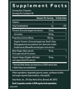 Gaia Herbs, Turmeric Supreme Joint, Turmeric Curcumin Supplement, 60 Count