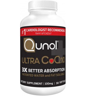 Qunol Ultra CoQ10 100mg, 3x Better Absorption, 30 Count Softgels