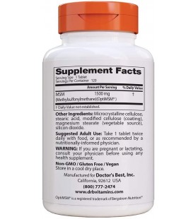 Doctor's Best MSM with OptiMSM, 1500 mg, 120 Tablets