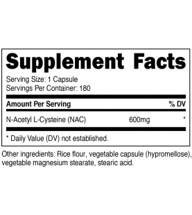 Nutricost N-Acetyl L-Cysteine (NAC) 600mg, 180 Capsules