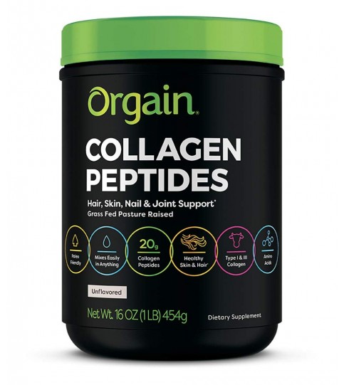 Orgain Grass Fed Hydrolyzed Collagen Peptides Protein Powder, 1 Pound