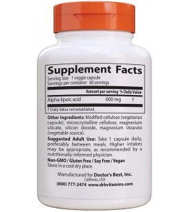 Doctor's Best Alpha-Lipoic Acid, 600 mg, 60 Veggie Caps