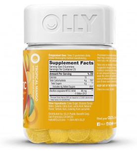 OLLY Probiotic Gummy, 25 Day Supply (50 Gummies), Tropical Mango