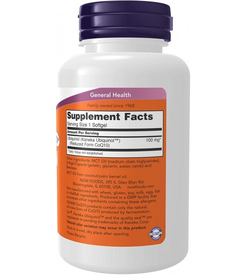 NOW Supplements, Ubiquinol 100 mg, 120 Softgels