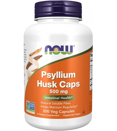 NOW Supplements, Psyllium Husk Caps 500 mg, 200 Veg Capsules