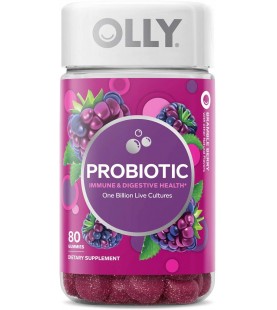 OLLY Probiotic Gummy, 40 Day Supply (80 Gummies), Bramble Berry