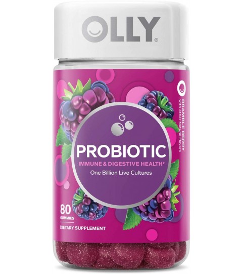 OLLY Probiotic Gummy, 40 Day Supply (80 Gummies), Bramble Berry