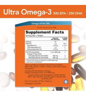 NOW Supplements, Ultra Omega-3, 180 Softgels