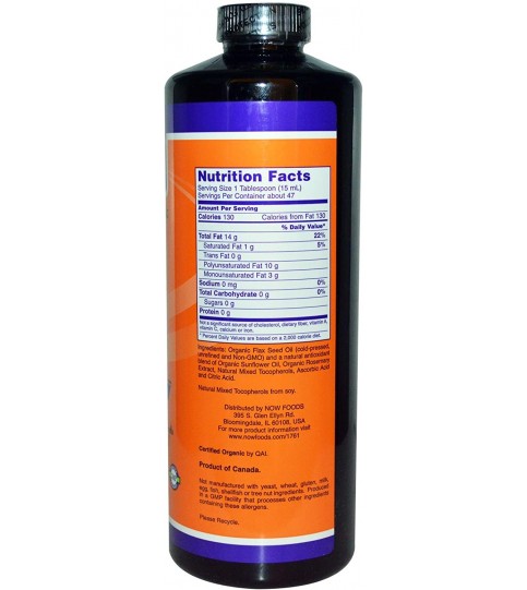 NOW Foods - Flax Seed Oil Organic Non-GE - 24 oz.