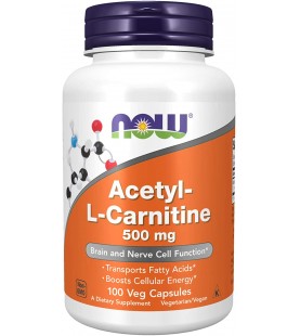 NOW Supplements, Acetyl-L Carnitine 500 mg, 100 Veg Capsules